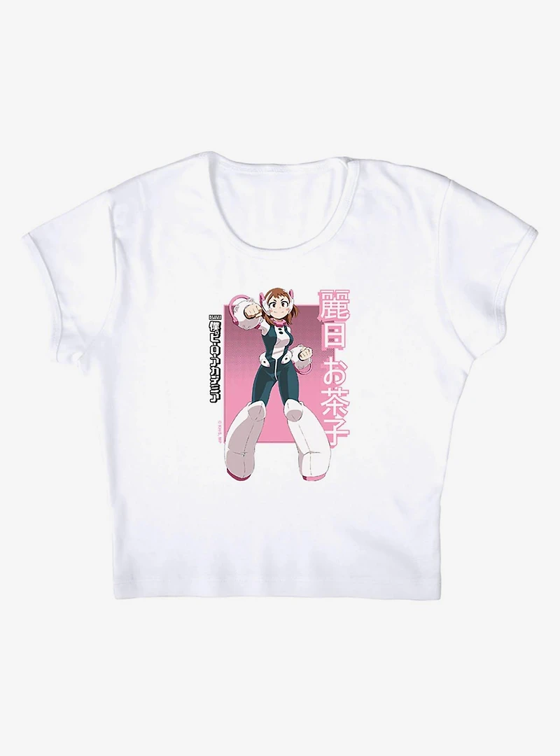 My Hero Academia Ochaco Uraraka Heroic Pose Cap Sleeve Baby Rib Women's Crop Top