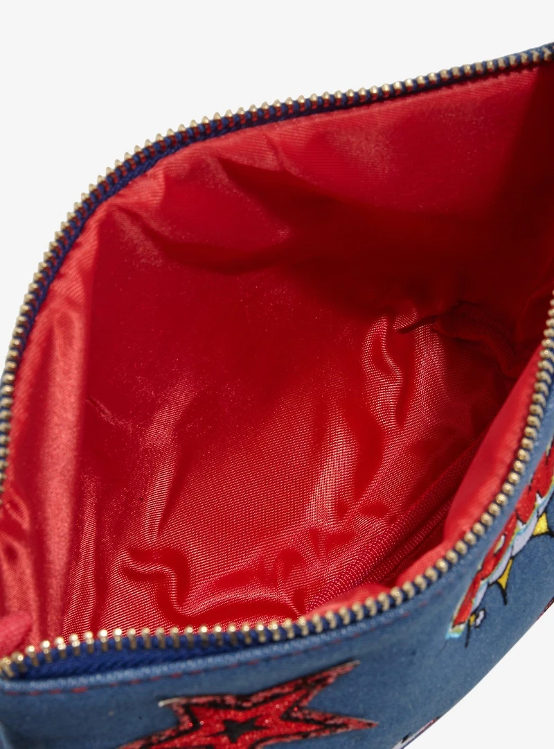 Marvel Spider-Man Denim Cartoon Patches Cosmetic Bag