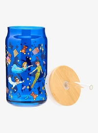 Disney Peter Pan Characters Allover Print Glass Cup with Straw - BoxLunch Exclusive