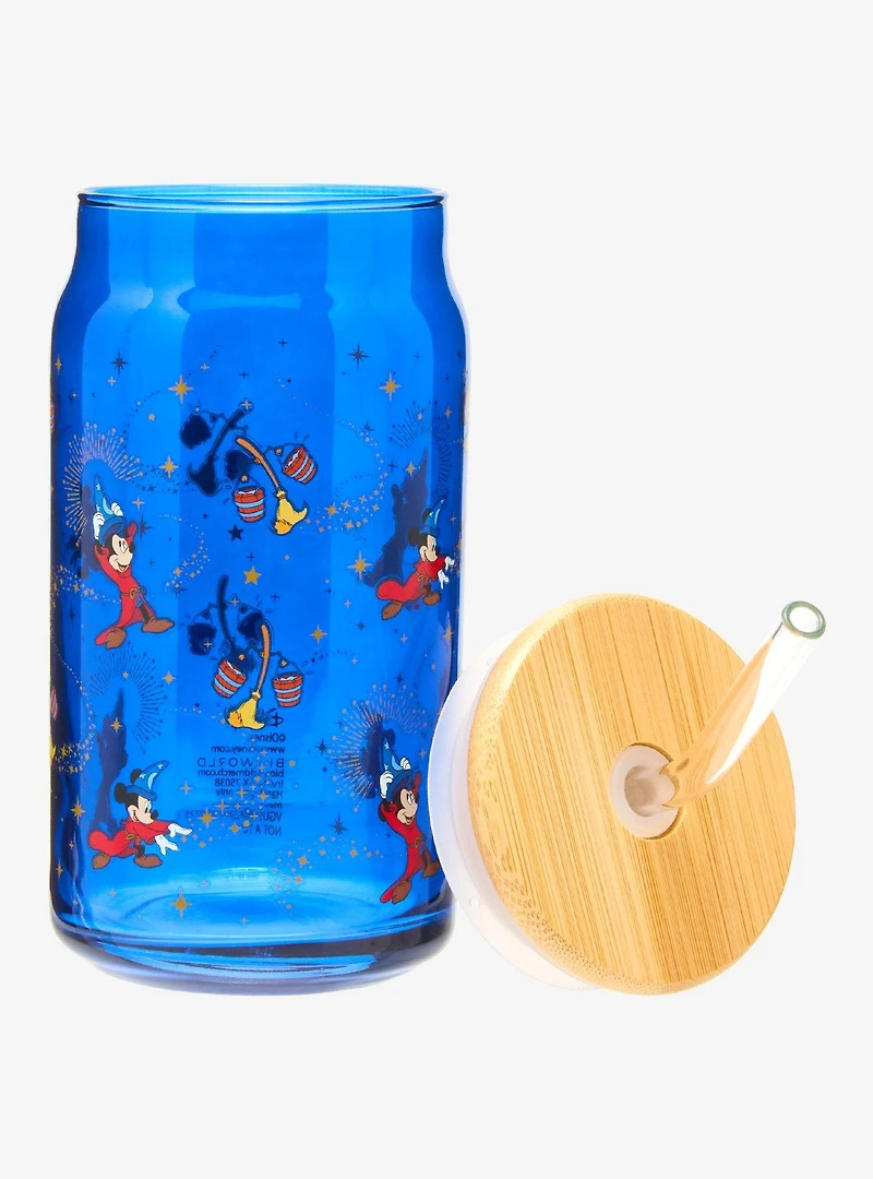 Disney Fantasia Sorcerer Mickey Glass With Lid — BoxLunch Exclusive