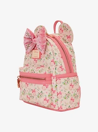 Loungefly Disney Minnie Mouse Pink Floral Ears Mini Backpack