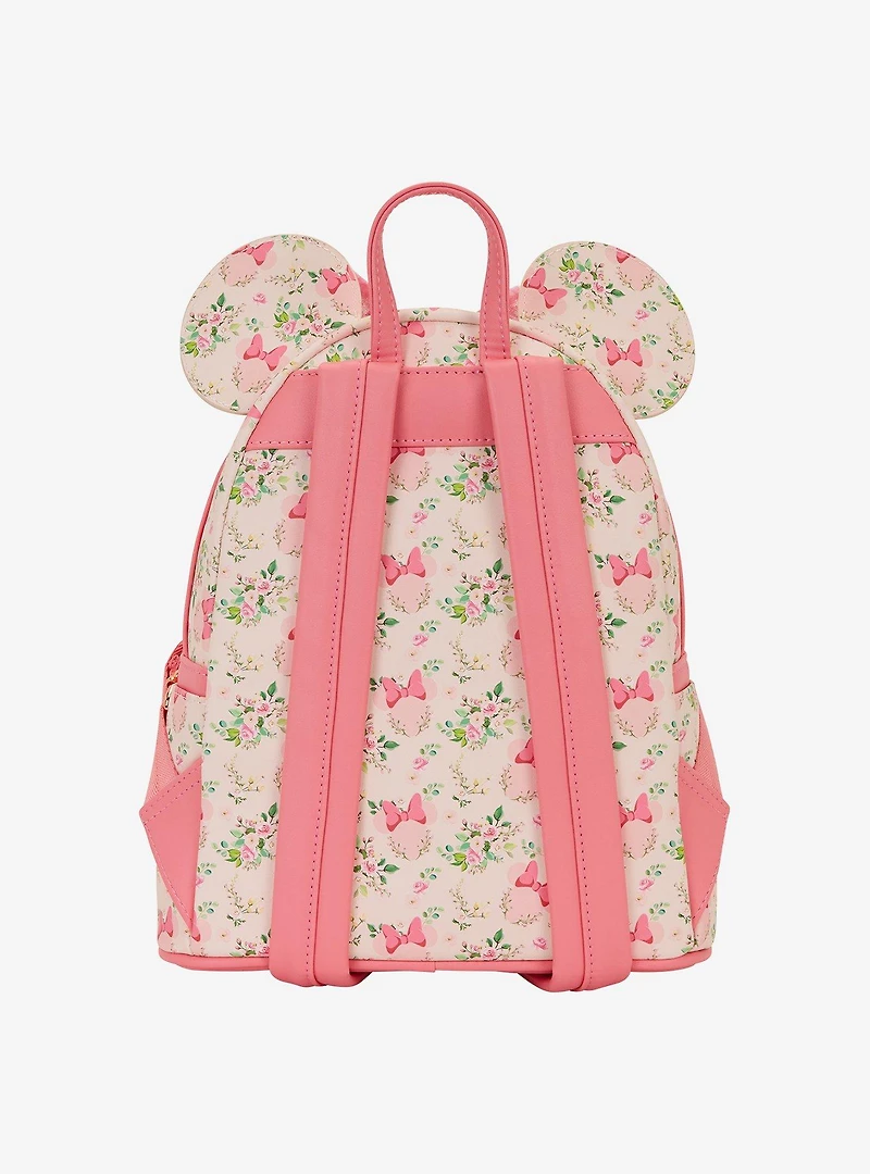 Loungefly Disney Minnie Mouse Pink Floral Ears Mini Backpack