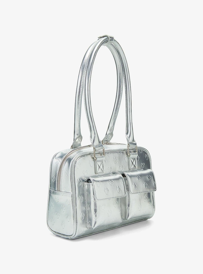 Loungefly Disney Mickey & Minnie Silver Metallic Purse — BoxLunch Exclusive