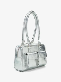 Loungefly Disney Mickey & Minnie Silver Metallic Purse — BoxLunch Exclusive