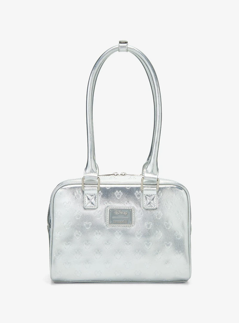 Loungefly Disney Mickey & Minnie Silver Metallic Purse — BoxLunch Exclusive