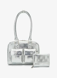 Loungefly Disney Mickey & Minnie Silver Metallic Purse — BoxLunch Exclusive