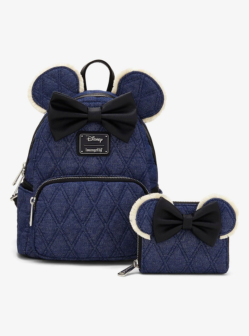 Loungefly Disney Minnie Mouse Denim Quilted Wallet — BoxLunch Exclusive