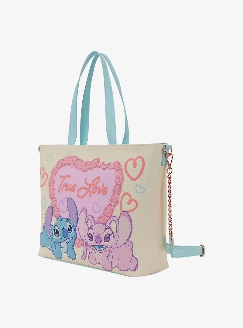 Loungefly Disney Lilo & Stitch Angel & Stitch Valentine's Day Cake Tote Bag