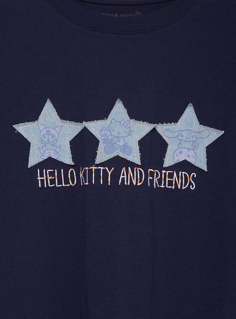 Sanrio Hello Kitty and Friends Denim Stars Women's Plus Cropped T-Shirt - BoxLunch Exclusive