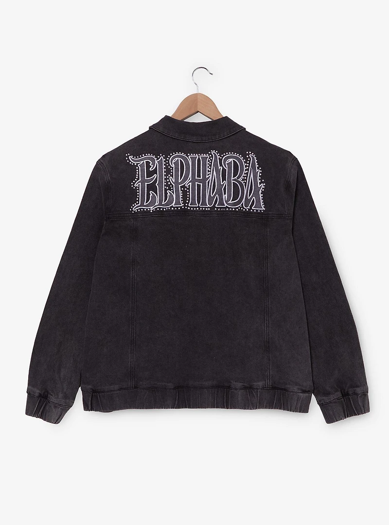 Wicked Elphaba Icons Rhinestone Women's Plus Black Denim Jacket — BoxLunch Exclusive