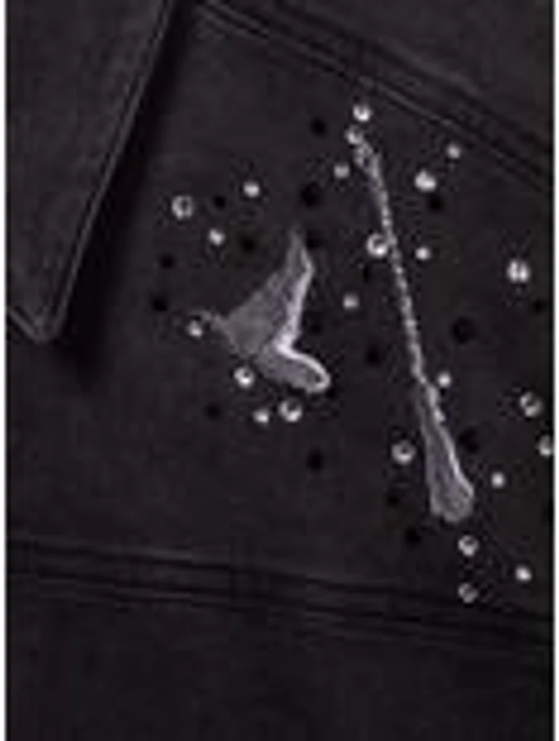 Wicked Elphaba Icons Rhinestone Women's Plus Black Denim Jacket — BoxLunch Exclusive
