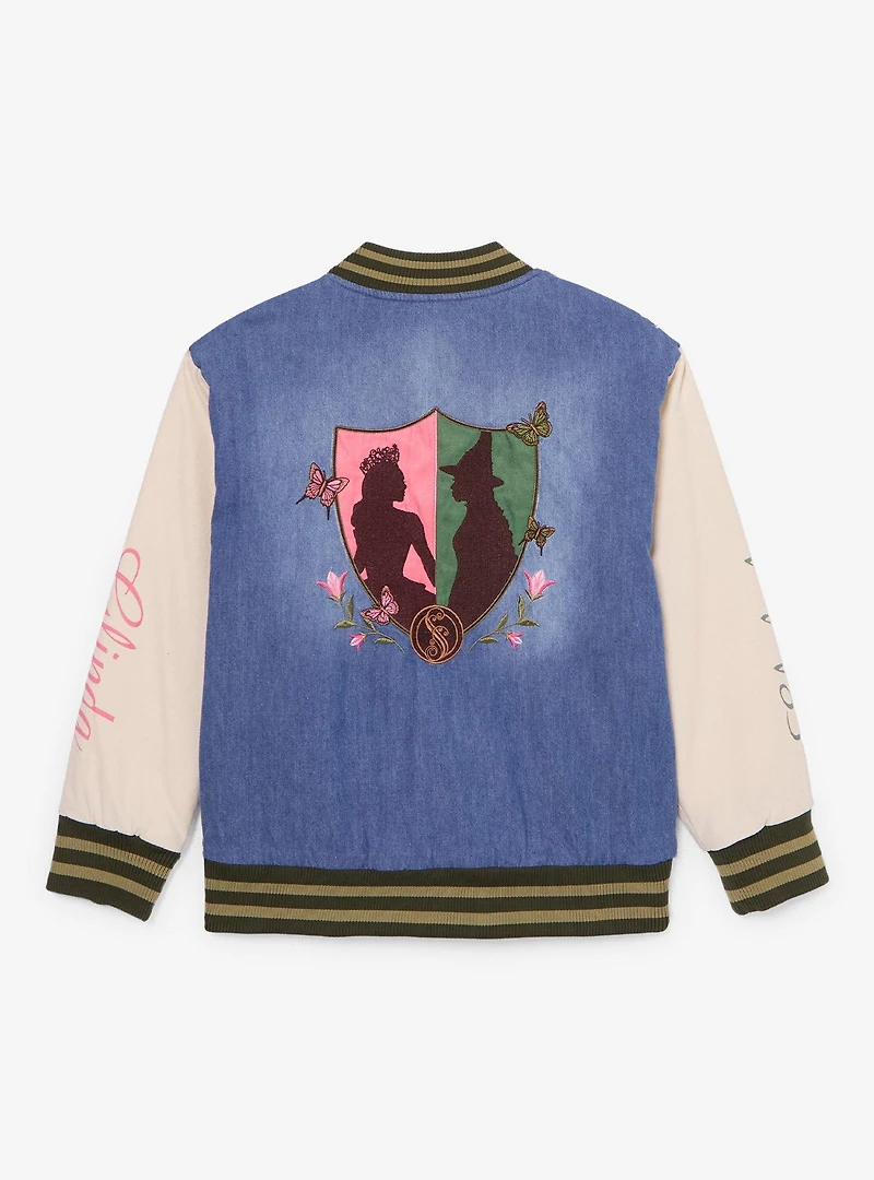 Wicked Glinda & Elphaba Youth Denim Varsity Jacket - BoxLunch Exclusive