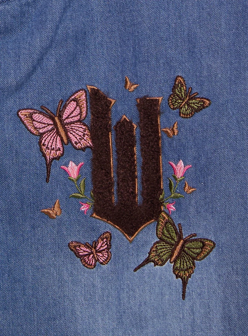 Wicked Glinda & Elphaba Youth Denim Varsity Jacket - BoxLunch Exclusive