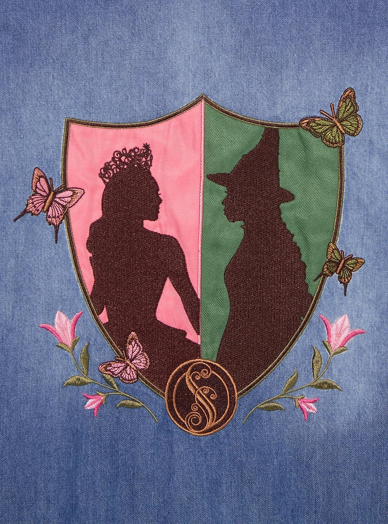 Wicked Glinda & Elphaba Youth Denim Varsity Jacket - BoxLunch Exclusive