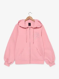 Wicked Glinda Rhinestone Ruffle Women's Zippered Hoodie - BoxLunch Exclusive