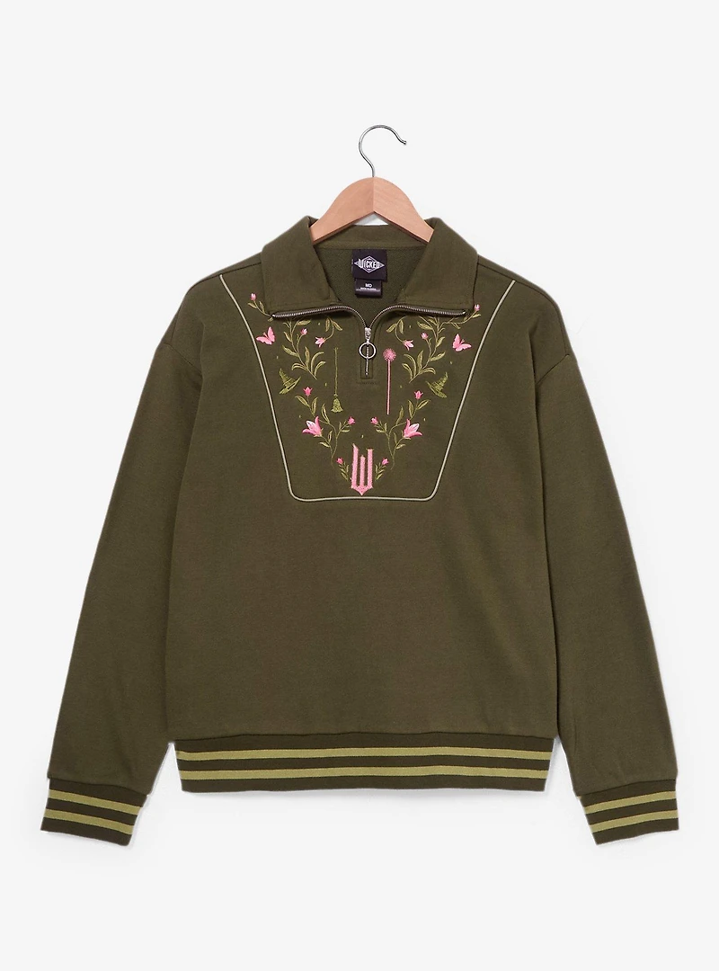Wicked Embroidered Icons Women's Quarter Zip Crewneck - BoxLunch Exclusive