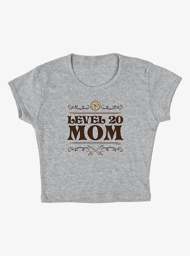 Dungeons & Dragons Level 20 Mom Cap Sleeve Baby Rib Women's Crop Top