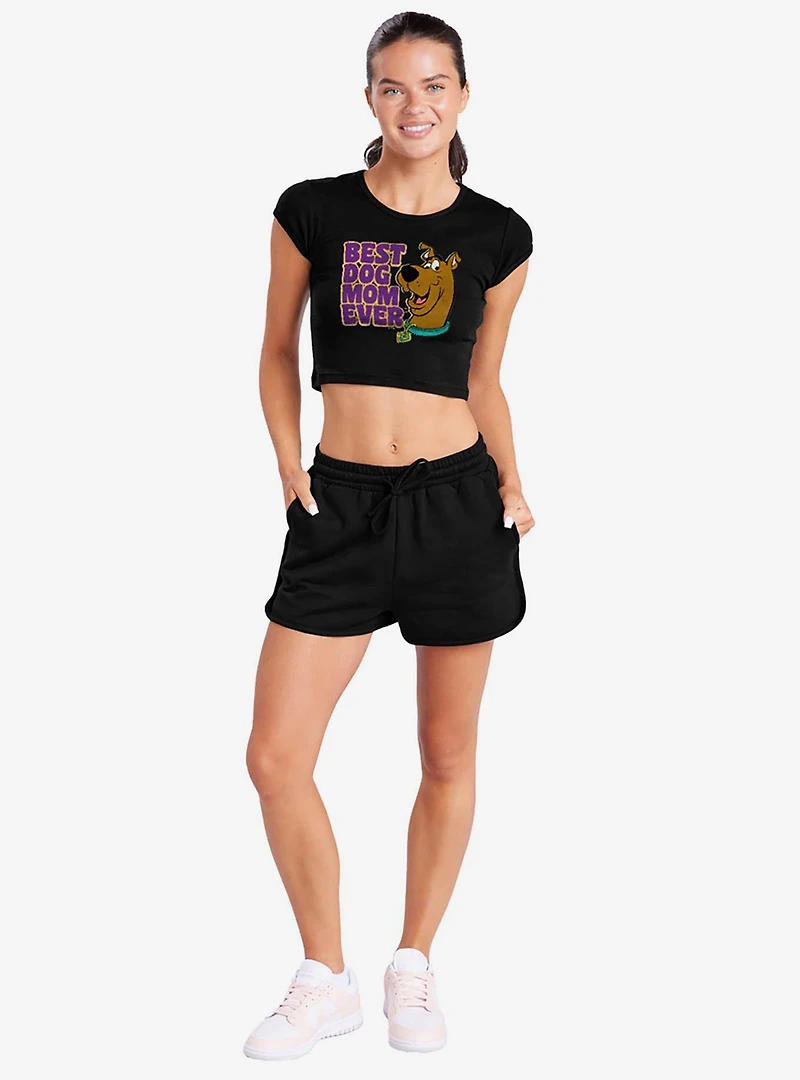 Scooby-Doo! Best Dog Mom Ever Cap Sleeve Baby Rib Women's Crop Top