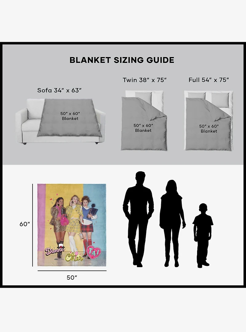 Clueless Dionne Cher Tai Silk Touch Sherpa Throw Blanket