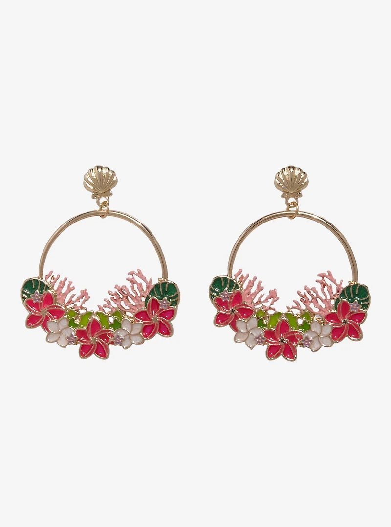 Disney The Little Mermaid Ariel Floral Hoop Earrings – BoxLunch Exclusive