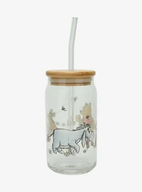 Disney Winnie the Pooh Daisy Chain Glass Cup With Straw