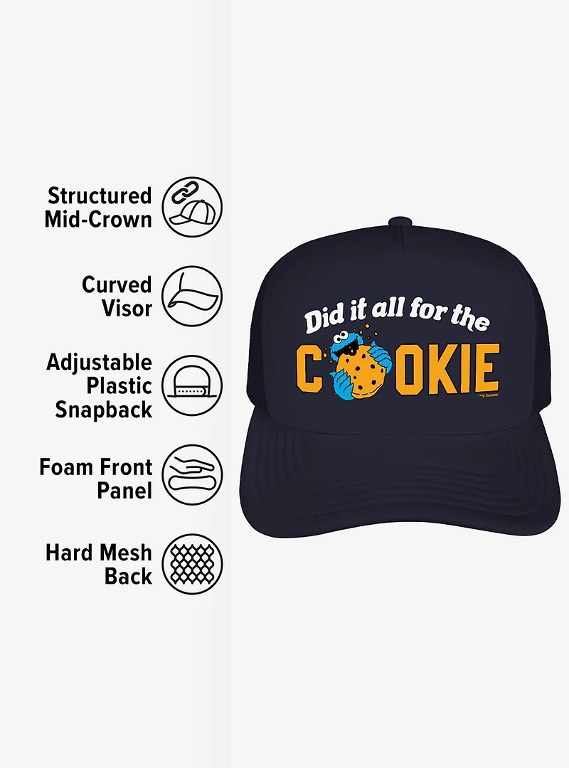 Sesame Street Cookie Monster Did It All For The Cookies Foam Trucker Hat