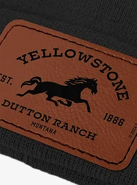 Yellowstone Dutton Ranch Horse Rectangle Leather Patch Knit Beanie