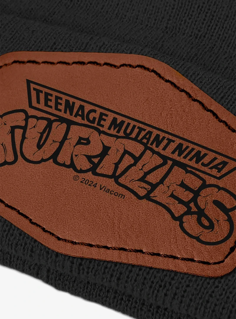 Teenage Mutant Ninja Turtles Monochromatic Logo Leather Patch Knit Beanie