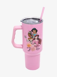 Disney Princess Illustrated Pink Straw Tumbler With Handle