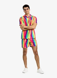 Rainbow Glaze Button-Up Shirt & Short Set