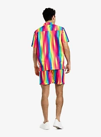 Rainbow Glaze Button-Up Shirt & Short Set