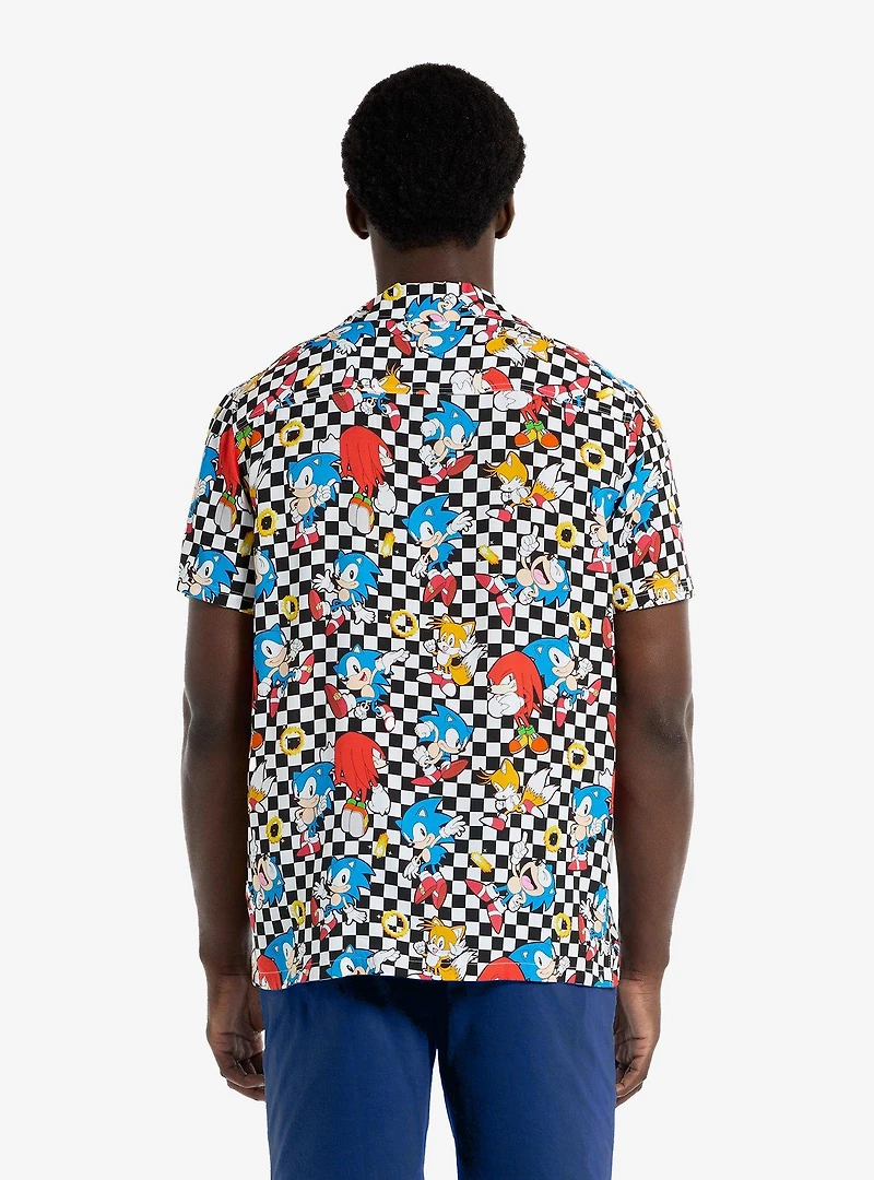 Sonic The Hedgehog Retro Rings Button-Up Shirt