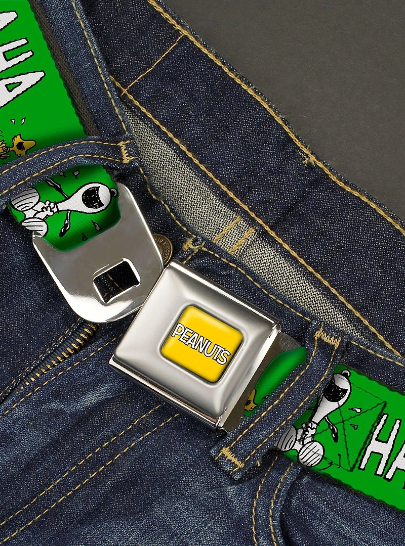 Peanuts Snoopy and Woodstock Laughing Pose Seatbelt Buckle Belt
