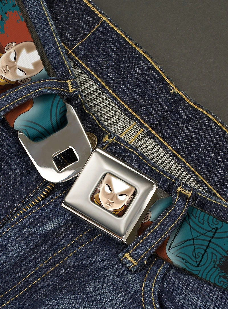 Avatar: The Last Airbender Aang Pose and Title Logo Seatbelt Buckle Belt