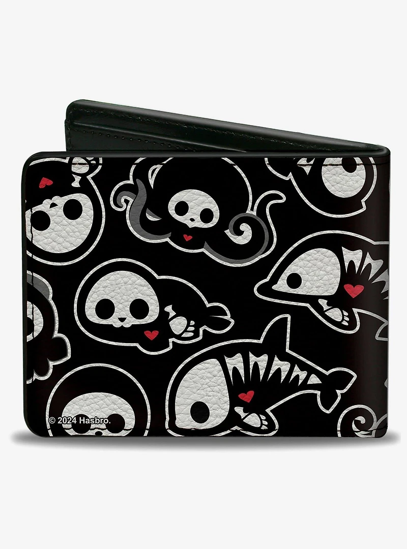 Skelanimals Sea Animals Poses Scattered and Logo Bifold Wallet