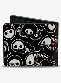 Skelanimals Sea Animals Poses Scattered and Logo Bifold Wallet