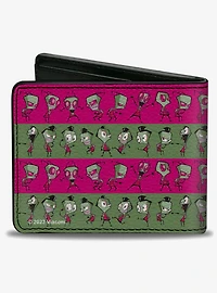 Invader Zim and Human Disguise Poses Stripe Bifold Wallet