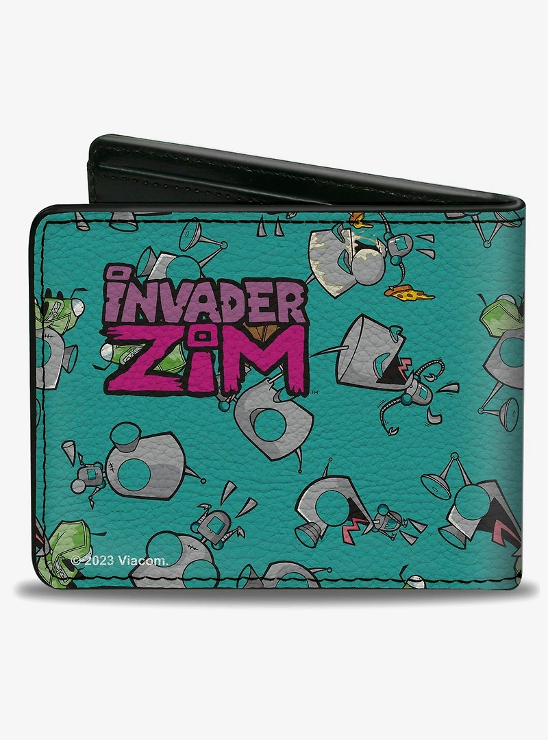 Invader Zim GIR Robot and Disguised Poses Scattered Bifold Wallet