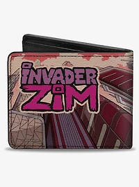 Invader Zim GIR and Piggy Scene With Title Logo Bifold Wallet