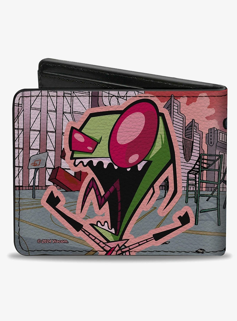Invader Zim and GIR Dog Rooftop Scene Bifold Wallet