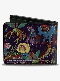 Rick and Morty Creatures Collage Purple Bifold Wallet