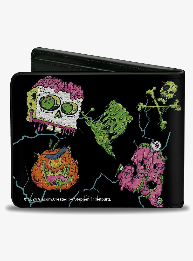 SpongeBob SquarePants Halloween Slime Icons Scattered Bifold Wallet