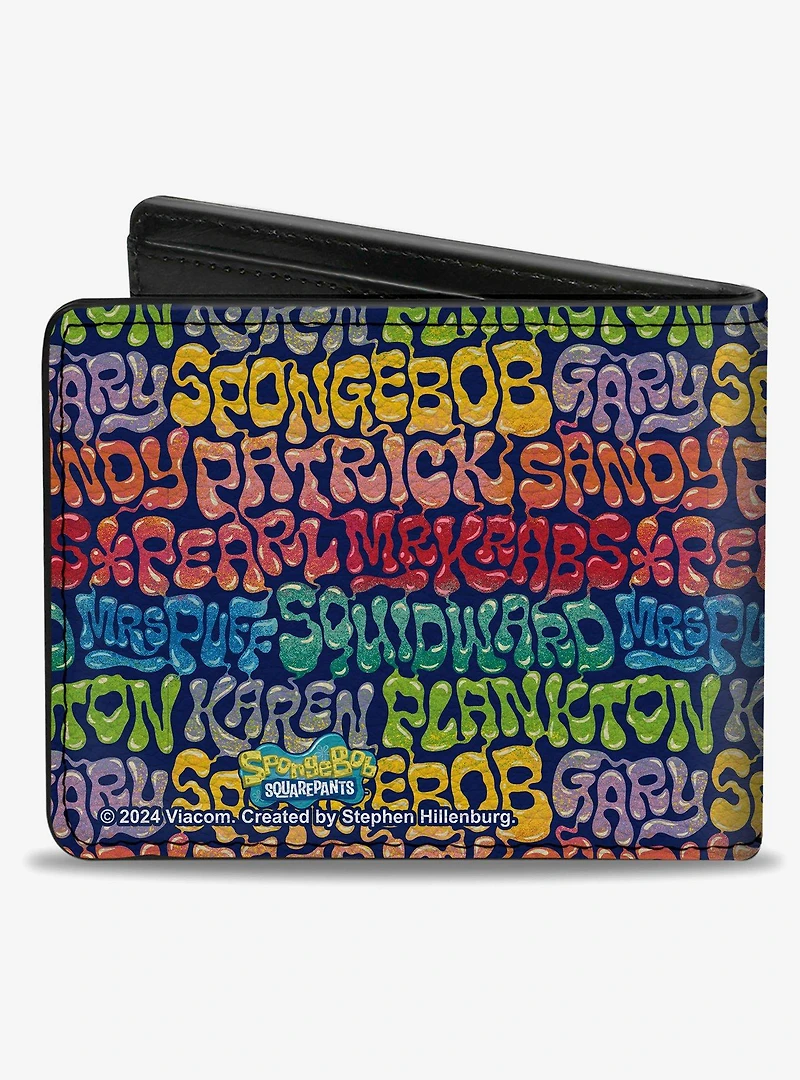 SpongeBob SquarePants and Friends Names Collage Bifold Wallet