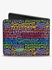 SpongeBob SquarePants and Friends Names Collage Bifold Wallet