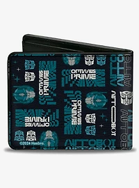 Transformers Optimus Prime Text & Icons Collage Bifold Wallet