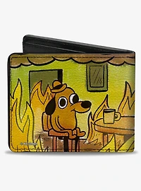 This Is Fine Question Hound Cafe Fire Comic Strip Bifold Wallet