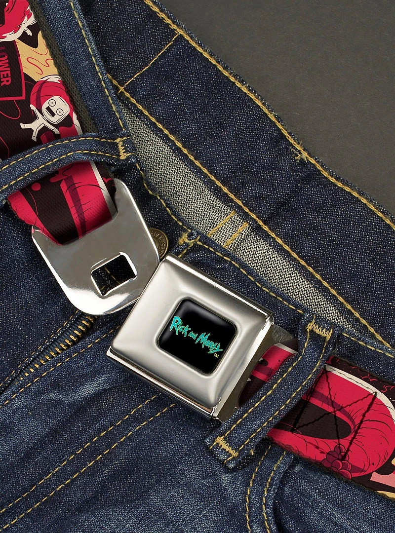 Rick and Morty Anatomy Park Collage Seatbelt Buckle Belt