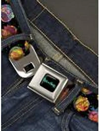 Rick and Morty Vaporwave Expressions Scattered Seatbelt Buckle Belt