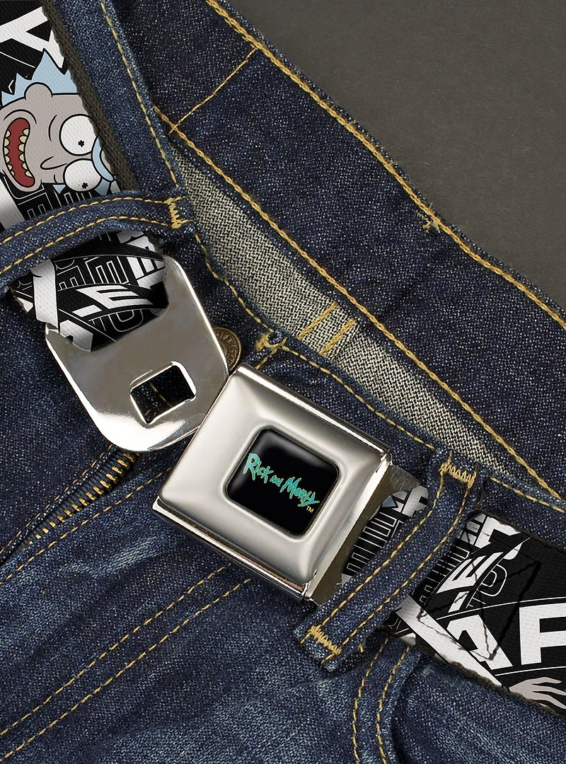 Rick and Morty Fear Hole Pose Text Seatbelt Buckle Belt