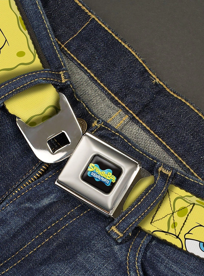 SpongeBob SquarePants Close Up Face Seatbelt Buckle Belt